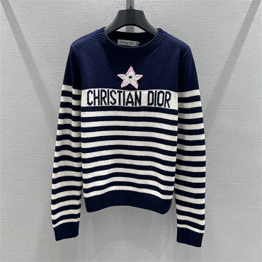 商品細詳を見る:クリスチャンディオール CHRISTIAN DIOR XG-MCCD25025 2025年新作 ストライプ ウールニット セーター ロングスリーブ クルーネック レディース