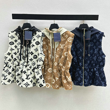 商品名称：ルイヴィトン LOUISVUITTON XG-WTLV25020 2025年新作 モノグラム フリースジレ ジップベスト ロングスリーブ フード付き タンクトップ