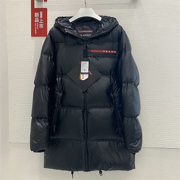 商品名称：プラダ PRADA XG-WTPD25021 2025年新作 ロングスリーブ ミディアム ダウンジャケット フード付き パファーコート 長袖 男女兼用