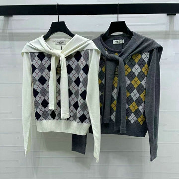 商品細詳を見る:ミュウミュウ MIUMIU XG-MCMM25005 2025年新作 ロングスリーブ ウールニット セーター クルーネック 長袖 レディース