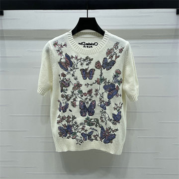 商品名称：クリスチャンディオール CHRISTIAN DIOR XG-MDCD25020 2025年新作 ウールニット セーター ショートスリーブ クルーネック レディース