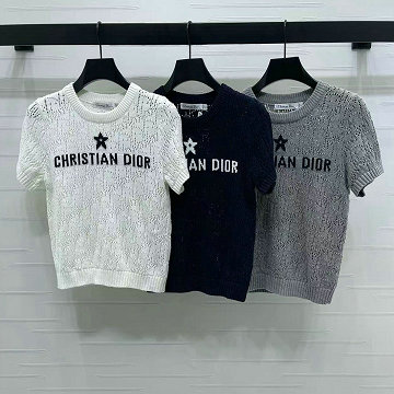 クリスチャンディオール CHRISTIAN DIOR XG-MDCD25023 2025年新作 ショートスリーブ コットンニット セーター クルーネック レディース