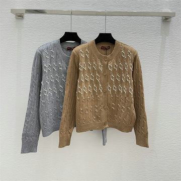 商品名称：グッチ GUCCI XG-MKGG25001 2025年新作 GG ウール ジャカード カーディガン ロングスリーブ ニット コート Vネック レディース