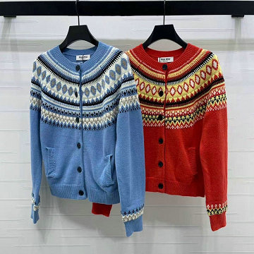 商品細詳を見る:ミュウミュウ MIUMIU XG-MKMM25011 2025年新作 カーディガン ロングスリーブ ウールニット セーター クルーネック 長袖 レディース