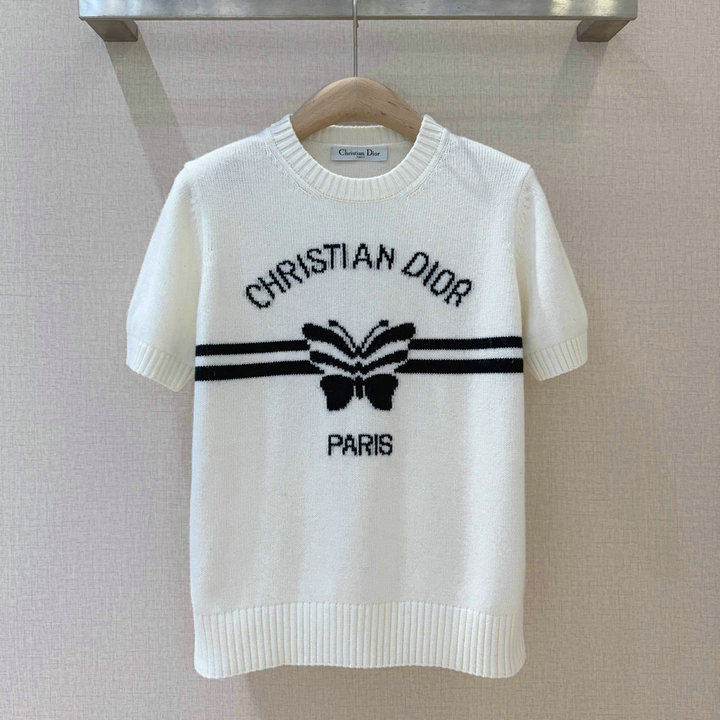 商品名称：クリスチャンディオール CHRISTIAN DIOR 2025年新作 ショートスリーブ コットンニット セーター クルーネック レディース