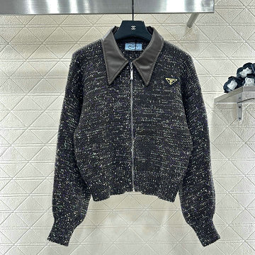プラダ PRADA 2025年新作 カーディガン ロングスリーブ ウールニット セーター ジップジャケット レディース