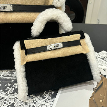 商品名称：エルメス HERMES 063-HKL19TDYBK 2025年新作 ミニ ケリー トップハンドルバッグ トートバッグ 2way ショルダーバッグ スエード