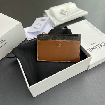 商品名称：セリーヌ CELINE 99-CE10F992BZK  2024年最新入荷 ジップ付きカードホルダー コインケース 小銭入れ トリオンフ キャンバス ラムスキン