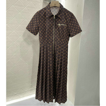 ルイヴィトン LOUISVUITTON XG-KQLV25007  2025年春夏最新入荷 ジップアップドレス 半袖 シャツワンピース レディース