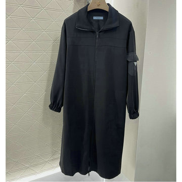 商品名称：プラダ PRADA XG-KQPD25001 2025年春夏最新入荷 ジップアップドレス ロングスリーブ ワンピース レディース 黒