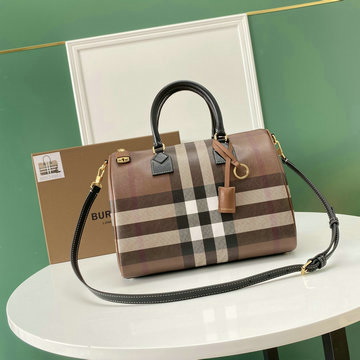 バーバリー BURBERRY GH-BR332803BK　2025年最新入荷 ミディアム チェック ボウリングバッグ トート​バッグ ハンドバッグ ショルダーバッグ レディース