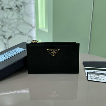 プラダ PRADA GH-PD1MC086SJBK　2025年最新入荷 サフィアーノトライアングル カードケース ジップコインケース 小銭入れ