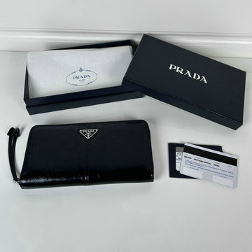 プラダ PRADA GH-PD2ML059YBK　2025年最新入荷 ソフトルックスレザー 財布 ジップウォレット ファスナー長財布