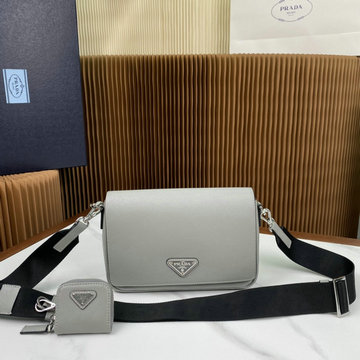 プラダ PRADA GH-PD2VD059HS　2025年最新入荷 サフィアーノレザー ショルダーバッグ メッセージバッグ メンズ