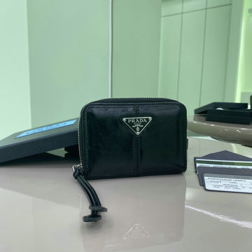 プラダ PRADA GH-PD2MM003YBK　2025年最新入荷 ソフトルックスレザー コインケース ジップウォレット ファスナー短財布