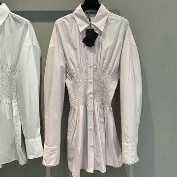 プラダ PRADA XG-KQPD25002　2025年春夏最新入荷 レーゼルカラー ベルテッド シャツドレス ロングスリーブ ワンピース レディース おしゃれ カジュアル