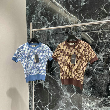 商品名称：フェンディ FENDI XG-MDFD25001　2025年春夏最新入荷 ショートスリーブ スリムフィット セーター FFコットン クルーネック レディース おしゃれ