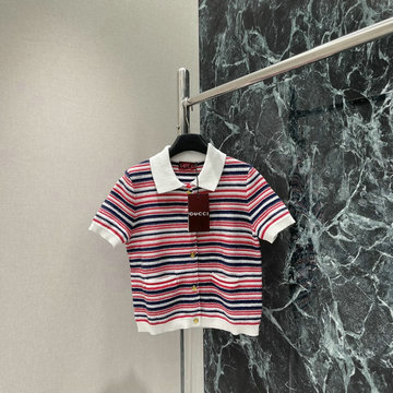 グッチ GUCCI XG-MDGG25001　2025年春夏最新入荷 ファインウール ポロトップ ショートスリーブ セーター レディース おしゃれ カジュアル