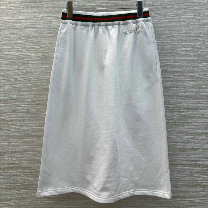 グッチ GUCCI XG-KQGG25001　2025年春夏最新入荷 ウェブ ストライプ コットンジャージー スカート レディース カジュアル 軽量