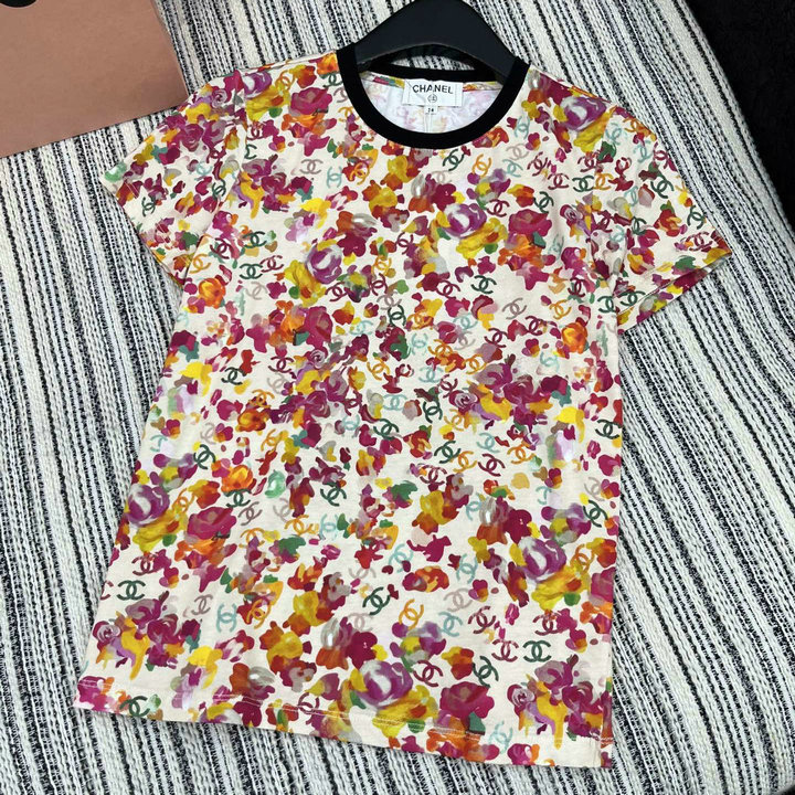 シャネル CHANEL JS-TDCH25009　2025年春夏最新入荷 コットンジャージー Tシャツ 半袖 クルーネック レディース カジュアル おしゃれ