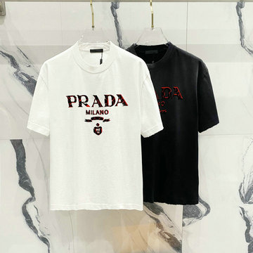 プラダ PRADA JS-TDPD25006　2025年春夏最新入荷 コットンジャージ Tシャツ 半袖 クルーネック レディース カジュアル おしゃれ
