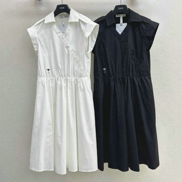 クリスチャンディオール CHRISTIAN DIOR JS-KQCD25007　2025年春夏最新入荷 クロスネック 半袖 シャツドレス ポプリン オフィス おしゃれ レディース