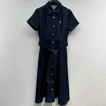 クリスチャンディオール CHRISTIAN DIOR JS-KQCD25006　2025年春夏最新入荷 ビー デニムドレス ワンピース 長袖 ベルト付き おしゃれ レディース