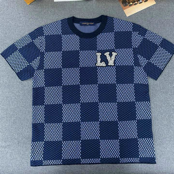 ルイヴィトン LOUISVUITTON JS-TDLV25022　2025年最新入荷 ダミエショートスリーブ Tシャツ クルーネック ウィズLVストラスパッチ カジュアル