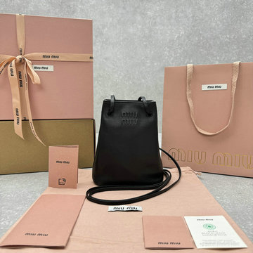 ミュウミュウ MIUMIU 99-MM5606BK　2024年最新入荷 ドローストリングバッグ バケットバッグ ショルダーバッグ レディース