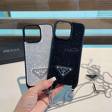 商品名称：プラダ PRADA 2025年最新入荷 ダイヤ付き スマートフォンケース チェーン付き iphone用カバー 携帯ケース