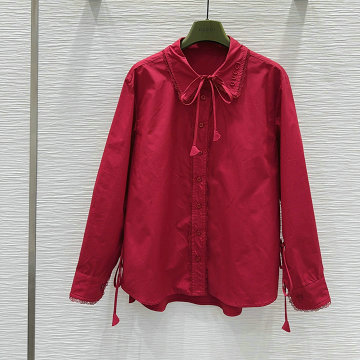 商品名称：グッチ GUCCI 2025年最新入荷 タイ付き コットンポプリン シャツ 長袖 レディース ブラウス カジュアル おしゃれ