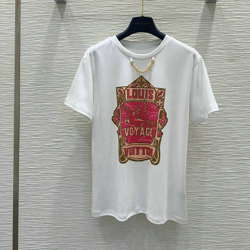 ルイヴィトン LOUISVUITTON 2025年最新入荷 パロットプリントTシャツ 半袖 クルーネック カジュアル レディース