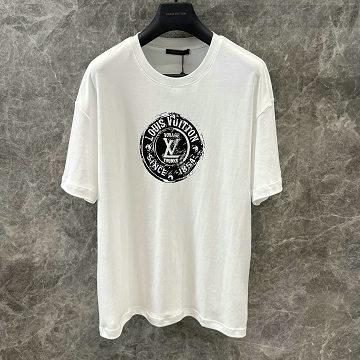 ルイヴィトン LOUISVUITTON 2025年最新入荷 LVスタンプ Tシャツ 半袖 クルーネック カジュアル レディース