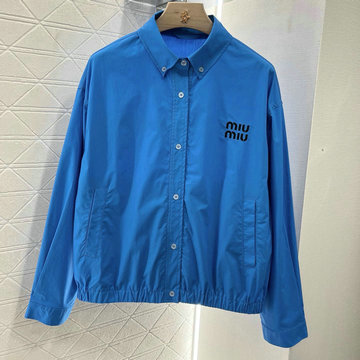商品名称：ミュウミュウ MIUMIU 2025年春夏最新入荷 ポプリン ブルゾンジャケット 長袖 レディース カジュアル
