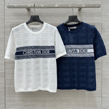 クリスチャンディオール CHRISTIAN DIOR 2025年最新入荷 ニットTシャツ 半袖 クルーネック カジュアル おしゃれ
