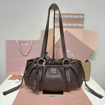 ミュウミュウ MIUMIU 057-MM5BG306JH 2025年最新入荷 ジョワ ナッパーレザー ホーボーバッグ ショルダーバッグ レディース