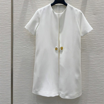 ルイヴィトン LOUISVUITTON XG-KQLV25014K 2025年新作 アンカーボタン Aラインドレス 半袖 ワンピース レディース シンプル カジュアル