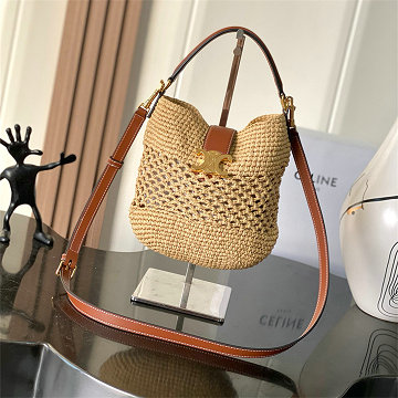 商品名称：セリーヌ CELINE 99-CE119742BXZ 2025年最新入荷 スモール ルイーズ バケットバッグ ショルダーバッグ ラフィア レディース