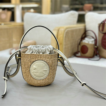 クロエ CHLOE 99-CLE11266BXB 2025年最新入荷 ナチュラル ファイバー製 HORSE MEDAL ミニバスケットバッグ トートバッグ ハンドバッグ