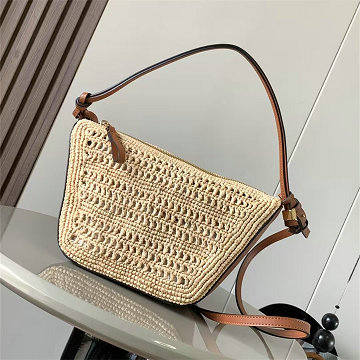 ロエベ LOEWE 99-LE8023BXZ  2025年最新入荷 ハンモックホーボー ミニバッグ ショルダーバッグ ラフィア