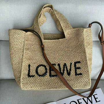 ロエベ LOEWE 99-LE685601BXZ 2025年最新入荷 ロエベフォント ミディアム トートバッグ キューブ型 ラフィア レディース