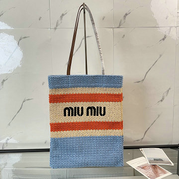 商品名称：ミュウミュウ MIUMIU JS-MM5BG248BQL 2025年最新入荷 ラフィアエフェクトウーブン トートバッグ 肩掛け ショルダーバッグ レディース