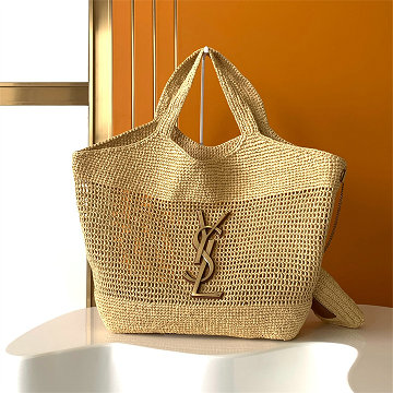 イヴサンローラン Saint laurent YSL 99-YSL772191BXZ 2025年最新入荷 イカル トートバッグ ハンドバッグ メガネケース付き ラフィア レディース