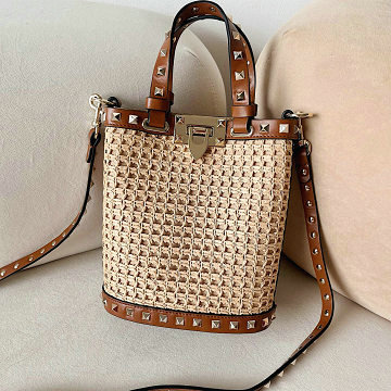 ヴァレンティノ Valentino 99-VT6610BXZ 2025年最新入荷 ラフィア トートバッグ ハンドバッグ レディース