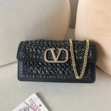 ヴァレンティノ Valentino 99-VT22070BBK  2025年最新入荷 ラフィア チェーンポーチ ショルダーバッグ レディース