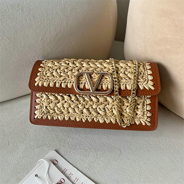 ヴァレンティノ Valentino 99-VT22070BXZ 2025年最新入荷 ラフィア チェーンポーチ ショルダーバッグ レディース