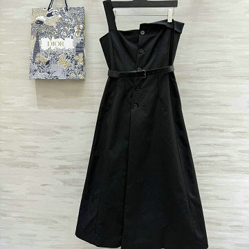 クリスチャンディオール CHRISTIAN DIOR XG-KQCD25027 2025年新作 アシンメトリー ミディドレス 片側ラペル ベルト付き レディース