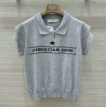 クリスチャンディオール CHRISTIAN DIOR XG-MDCD25007 2025年新作 ラッキースター フリルスリーブ ニット 半袖 セーター おしゃれ レディース