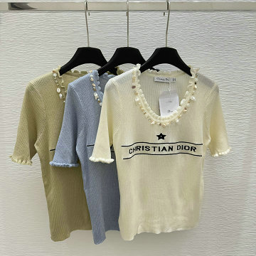 クリスチャンディオール CHRISTIAN DIOR XG-MDCD25010 2025年新作 クルーネック シェルニット 半袖 セーター おしゃれ レディース