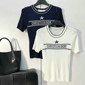クリスチャンディオール CHRISTIAN DIOR XG-MDCD25009 2025年新作 プリント ショートスリーブ ニット クルーネック セーター おしゃれ レディース